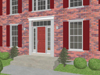 3-D drawing showing close up of existing front entrance.