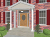 3-D drawing showing close up of new porch and new door.